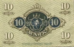 Német Birodalom/Császárság/Würzburg 1918.10.8. 10M (2x) egymásutáni sorszámmal, gyári gyűrődésekkel ...