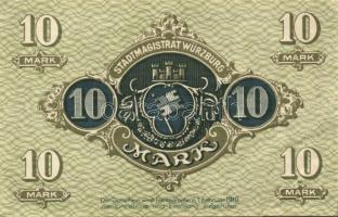 Német Birodalom/Császárság/Würzburg 1918.10.8. 10M (2x) egymásutáni sorszámmal, gyári gyűrődésekkel ...