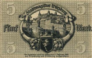 Német Birodalom/Császárság/Würzburg 1918.10.8. 5M, 10M (2x) gyári gyűrődésekkel T:I,I-