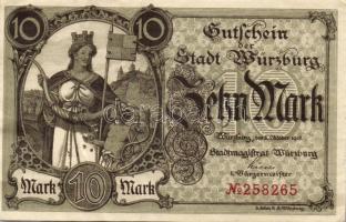 Német Birodalom/Császárság/Würzburg 1918.10.8. 5M, 10M (2x) gyári gyűrődésekkel T:I,I-