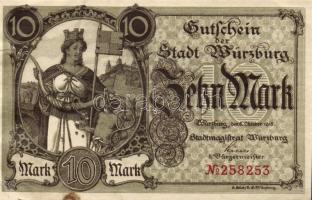 Német Birodalom/Császárság/Würzburg 1918.10.8. 5M, 10M (2x) gyári gyűrődésekkel T:I,I-