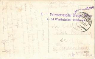 1915 Sérült osztrák-magyar katonák Vöröskeresztes nővérekkel az innsbrucki hadikórház udvarán / WWI ...