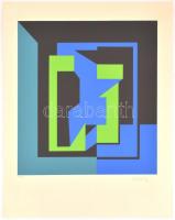 Victor Vasarely (1908-1997): Kompozíció. Szitanyomat, papír, jelzett és számozott (77/90). Vasarely ...