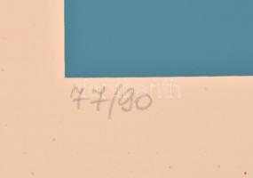 Victor Vasarely (1908-1997): Kompozíció. Szitanyomat, papír, jelzett és számozott (77/90). Vasarely ...