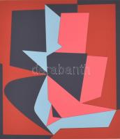 Victor Vasarely (1908-1997): Kompozíció rózsaszínben. Szitanyomat, papír, jelzett és számozott (77/90). Vasarely 75. születésnapja alkalmából megjelent mappából, 1984. Lap széle kissé foltos. 51x47 cm