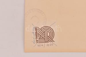 Victor Vasarely (1908-1997): Kompozíció rózsaszínben. Szitanyomat, papír, jelzett és számozott (77/9...