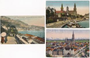 5 db RÉGI külföldi képeslap: Dresden, Berlin, Monte-Carlo, Ulm / 5 pre-1945 European town-view postcards