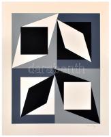 Victor Vasarely (1908-1997): Geometrikus kompozíció . Szitanyomat, papír, jelzett és számozott (77/9...