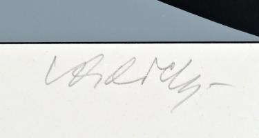 Victor Vasarely (1908-1997): Geometrikus kompozíció . Szitanyomat, papír, jelzett és számozott (77/9...