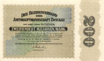 Német Birodalom/Weimari Köztársaság/Zwickau/Bezirkverband der Amtshauptmannschaft 1923.10.9. 200.000.000M T:I
