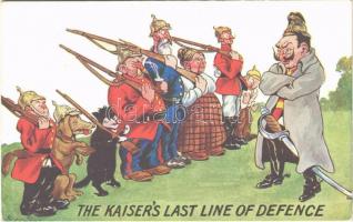 WWI The Kaisers Last Line of Defence Wilhelm II mocking Anti-German military propaganda art postcard