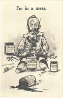 Im in a mess Wilhelm II mocking Anti-German propaganda art postcard. War Cartoons Series. No. 5013.