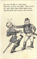 Dye ken old Bill is a silly clown Wilhelm II mocking Anti-German propaganda art postcard, John Bull. War Cartoons Series. No. 5014. (EK)