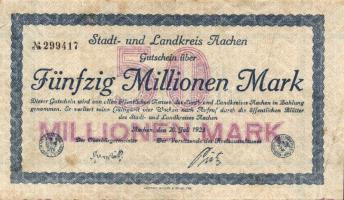 Német Birodalom/Weimari Köztársaság/Aachen 1923.7.20. 50.000.000M T:II/II-