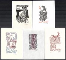 Stettner Béla (1928-1984): 5 db ex libris és kisgrafika. Különféle technikák, papír, mind jelzett