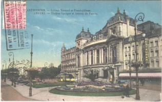1927 Antwerp, Anvers, Antwerpen; Lyrisch Tooncel et Frankryklaan / Theatre Lyrique et Avenue de France / theatre, tram. TCV card (EK)