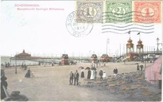 1913 Den Haag, s-Gravenhage, The Hague; Scheveningen, Wandelhoofd Koningin Wilhelmina / promenade, pier, steamship. TCV card (EK)