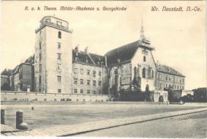 Wiener Neustadt, Bécsújhely; K.u.K. Theres. Militär-Akademie u. Georgskirche / Austro-Hungarian K.u.K. military academy, church (vágott / cut)