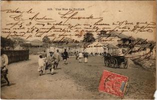 1905 Dakar, Une Rue / street view, horse-drawn carriage, African folklore, TCV card (EM)