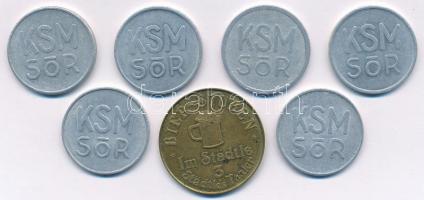 7db sörbárca, közte főleg "KSM Sör" és egy német Wendlingen am Neckar-i bárca T:2