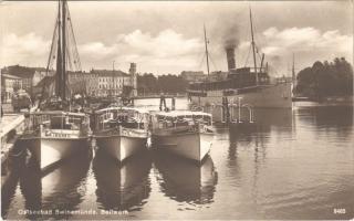 Swinoujscie, Swinemünde; Bollwerk / ship station, steamships. Verlag H. Rubin & Co.