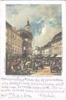 1915 Ljubljana, Laibach; Vor dem Rathause / market vendors, town hall. Druck u. Verlag v. Ig. v. Kleinmayr & Fed. Bamberg. art postcard s: Prof. A. Wagner (EK)