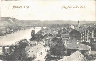 1912 Maribor, Marburg an der Drau; Magdalena-Vorstadt / general view, bridge (EK)