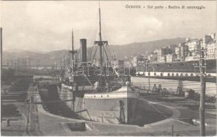 Genova, Genoa; Nel Porto, Bacino di carenaggio / port, dry dock, steamship