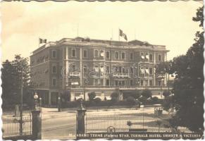 1938 Abano Terme (Padova), Stab. Termale Hotel Trieste e Victoria / spa hotel, bath, Italian flag (EK)