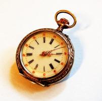 Századfordulós dekoratív ezüst női zsebóra 10 köves működőképes