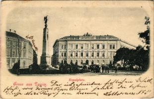 ~1899 Znojmo, Znaim; Kopaplatz, Landes-Ober-Realschule / square, school (EK)
