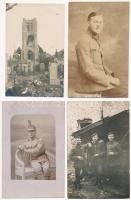 8 db I. VH katonai fotólap + 2 db háborús romok képeslap