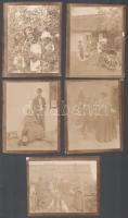 cca 1900 Vidéki, falusi életképek, 10 db fotó, 11×9 cm