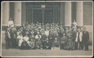 cca 1927-1928 IDO-kongresszus résztvevői Ausztriában, köztük Horovitz László nyelvész, hátoldalon feliratozott fotó, 8,5×13,5 cm