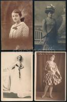 cca 1900-1930 Hölgyek, 10 db műtermi fotólap, 14×9 cm