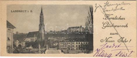 Lundshut, Herzlichen Glückwunsch zum Neuen Jahr / church, New Year greeting card, minicard (14 cm x 6 cm)