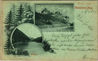 1899 (Vorläufer) Vöröstoronyi-szoros, Roter-Turm-Pass, Pasul Turnu Rosu; Altfluss. Jos. Drotleff, G. A. Seraphin / vár, Olt folyó / castle, river. floral Art Nouveau