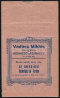 cca 1920-1940 Hódmezővásárhely, Vadász Miklós drogériája papírzacskó, 20x12 cm.