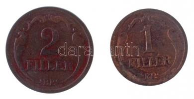 ~1930. 1f Br + 2f Br, mindkettőre szerencsemalacos lemezke ragasztva T:2-