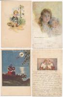 13 db RÉGI motívum képeslap: gyerek, művész, üdvözlő / 13 pre-1945 motive postcards: children, art, greeting