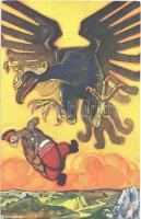 The Tortoise and the Eagle. Bulgaria, having let herself be dragged into the war by Germany, will have to pay the penalty for her own rash ambition. WWI Anti-German, Anti-Central Powers propaganda art postcard. Raphael Tuck & Sons Oilette Postcard No. 8484. Aesops Fables up to date s: F. Sancha