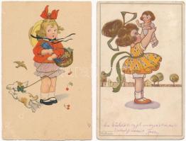 13 db RÉGI motívum képeslap: gyerek, üdvözlő / 13 pre-1945 motive postcards: children, greeting