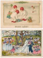 13 db RÉGI motívum képeslap: gyerek, üdvözlő / 13 pre-1945 motive postcards: children, greeting