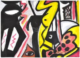 Fe. LL jelzéssel: A szem. Olaj, papír, 50x73 cm