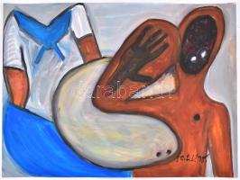 Fe. LL jelzéssel: A kéz. Olaj, papír, 50x70 cm