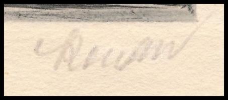 Kondor Béla (1931-1972): Angyal. Rézkarc, papír, jelzett, lap tetején enyhén sérült, rézkarc ép. 8,5...