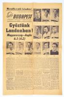 1953 Az Esti Budapest rendkívüli kiadása a Magyarország-Anglia 6:3 futballmeccs hírével