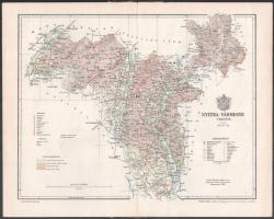 1896-1897 Nyitra, Trencsén és Szepes vármegye térképe, tervezte: Gönczy Pál, kiadja: Posner Károly Lajos és Fia, hátoldalon a hajtásnál megerősítve, 3 db, 24×30 cm