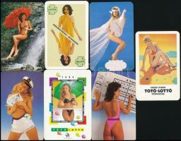1982-1994 7 db LOTTÓ kártyanaptár, közte erotikus