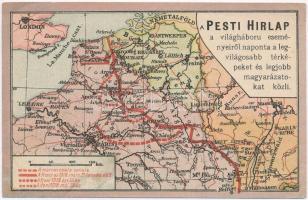 Pesti hírlap első világháborús térképe az 1918-as tavaszi offenzíváról / WWI Map of the Spring Offensive in 1918 (EK)
